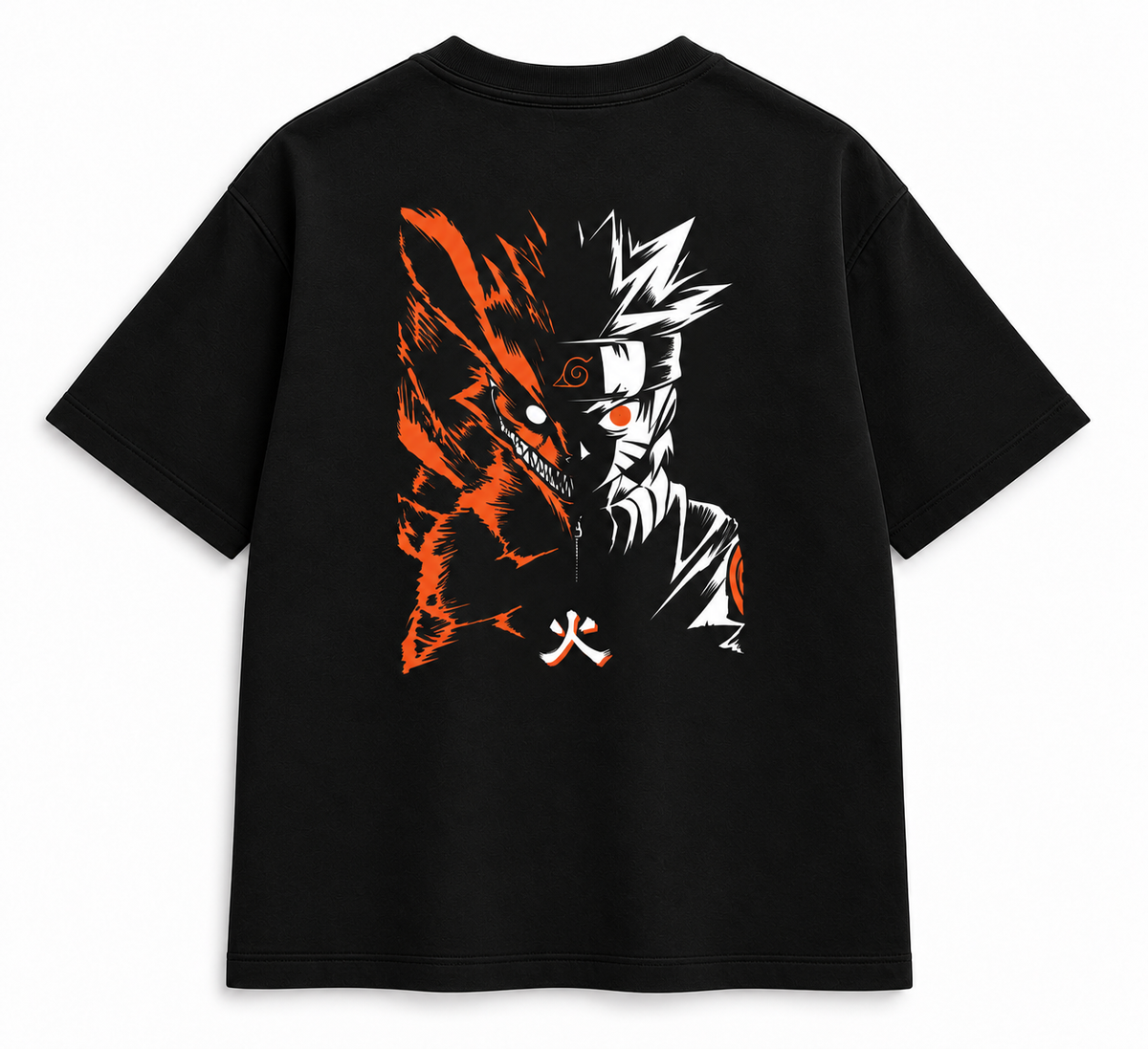Naruto & Kurama Oversized T-Shirt – Black Anime Graphic Tee | ANKAI