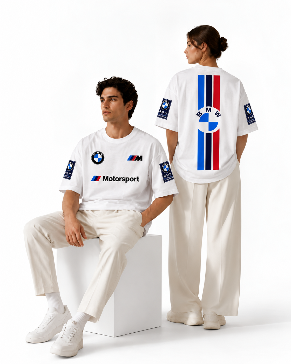 BMW Motorsport Oversized T-Shirt – Tricolour Racing Graphic Tee | ANKAI