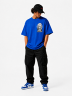 Blue Shadow Dice Graphic Oversized T-Shirt