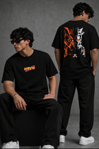 Naruto & Kurama Oversized T-Shirt – Black Anime Graphic Tee | ANKAI