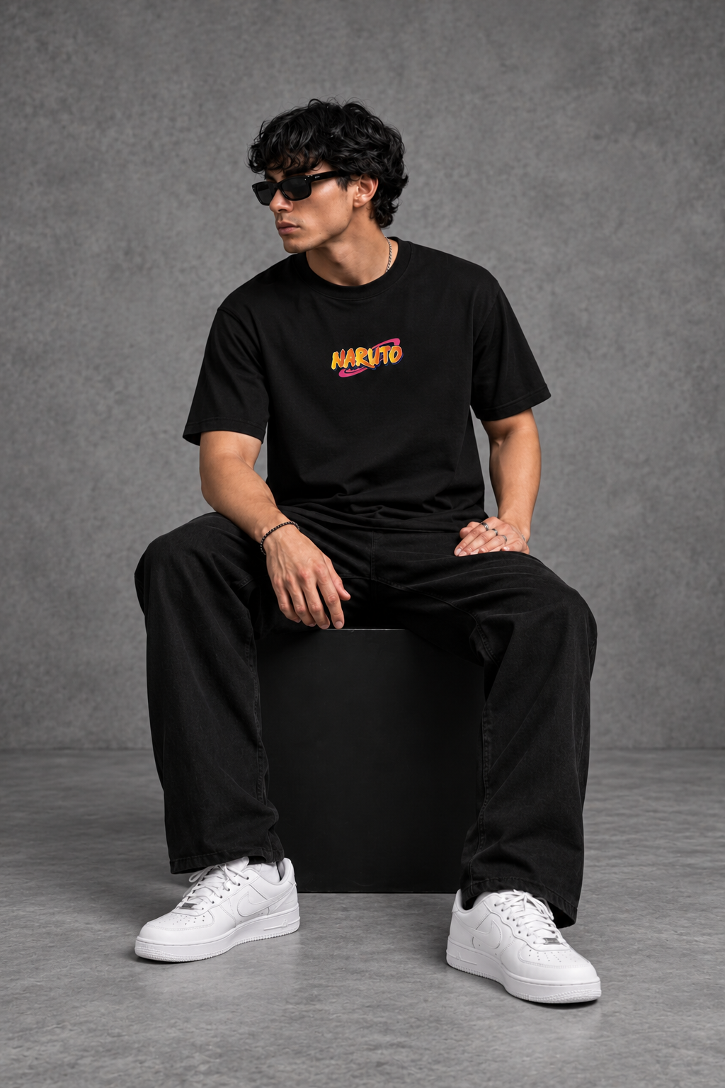 Naruto & Kurama Oversized T-Shirt – Black Anime Graphic Tee | ANKAI