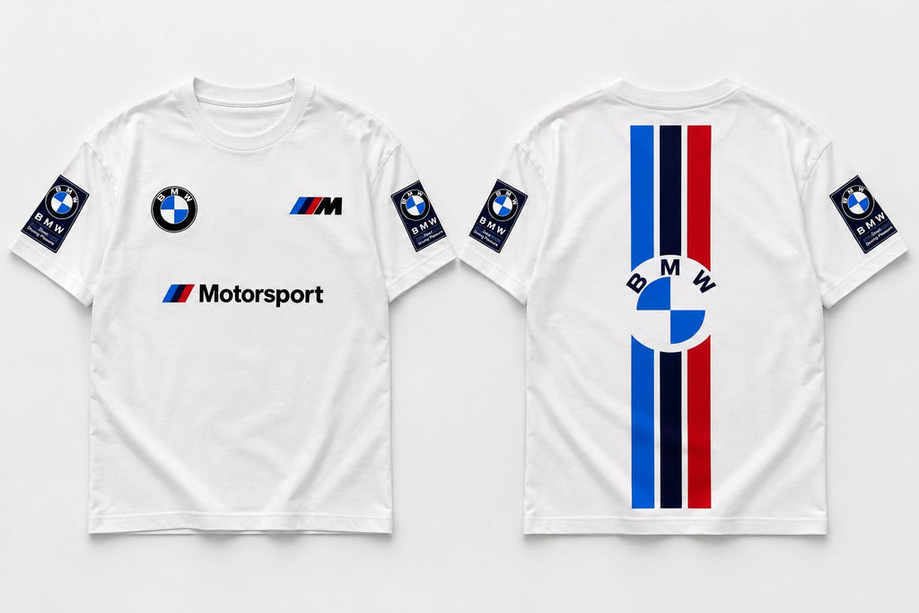 BMW Motorsport Oversized T-Shirt – Tricolour Racing Graphic Tee | ANKAI
